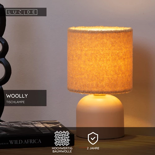Lucide WOOLLY - Tischlampe - Ø 16 cm - 1xE14 - Ockergelb - USP